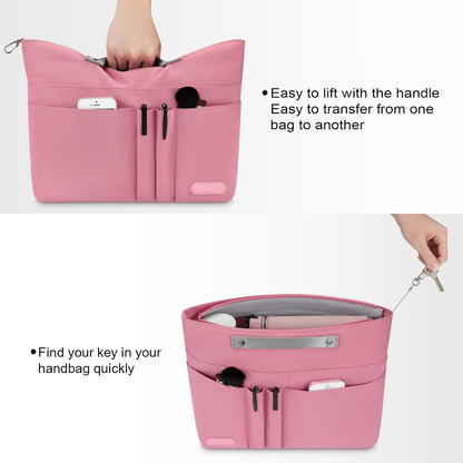 Purse Organizer Insert for Handbags,Tote Bag Organizer Insert Zipper Bag for Women, Handbag Organizer Inside Liner with 15 Pockets