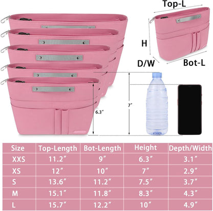 Purse Organizer Insert for Handbags,Tote Bag Organizer Insert Zipper Bag for Women, Handbag Organizer Inside Liner with 15 Pockets