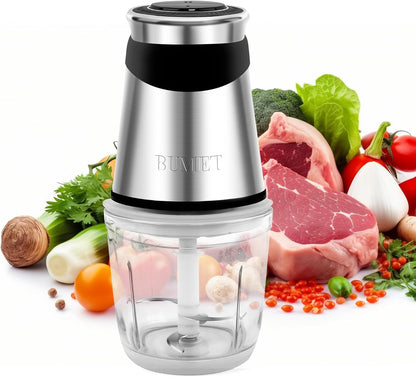 500W Mini Chopper 2.5-Cup Glass Bowl Steel Blades