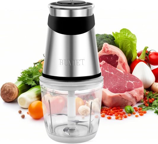 500W Mini Chopper 2.5-Cup Glass Bowl Steel Blades