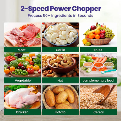 500W Mini Chopper 2.5-Cup Glass Bowl Steel Blades