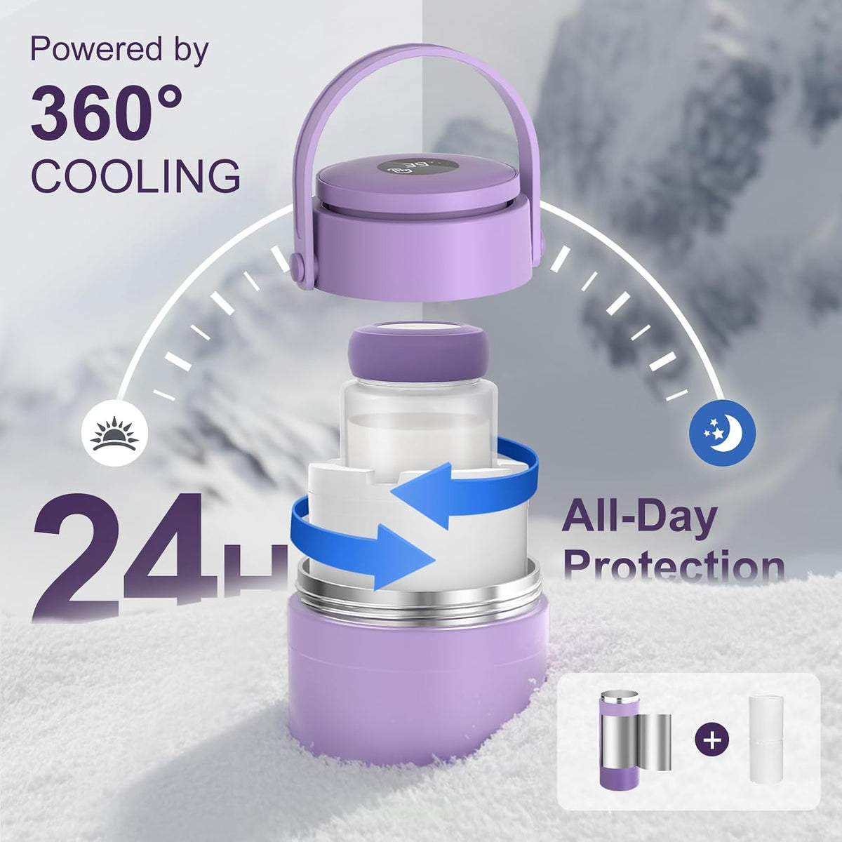 Portable Breast Milk Cooler Bottle with Touch Temp Display for Travel
