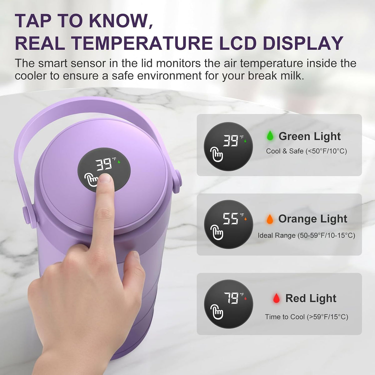 Portable Breast Milk Cooler Bottle with Touch Temp Display for Travel