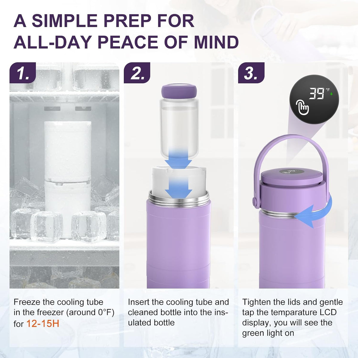 Portable Breast Milk Cooler Bottle with Touch Temp Display for Travel