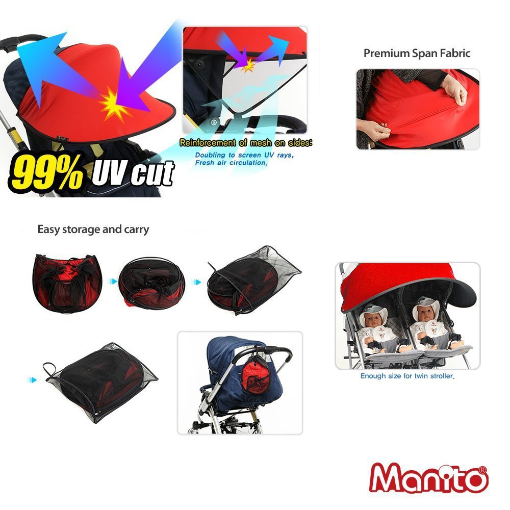 Sun Shade for Twin Stroller (Black)