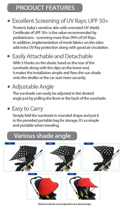 Sun Shade for Twin Stroller (Black)