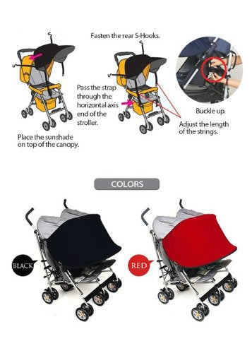 Sun Shade for Twin Stroller (Black)