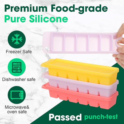 3 Pack Silicone Baby Food Freezer Trays with Lids, 100% Food-Grade Baby Food Storage Container 1 oz x 6 Pods Ice Cube Freezer Molds for Homemade Babies' Meals, Breast Milk, Fruit, Veggies