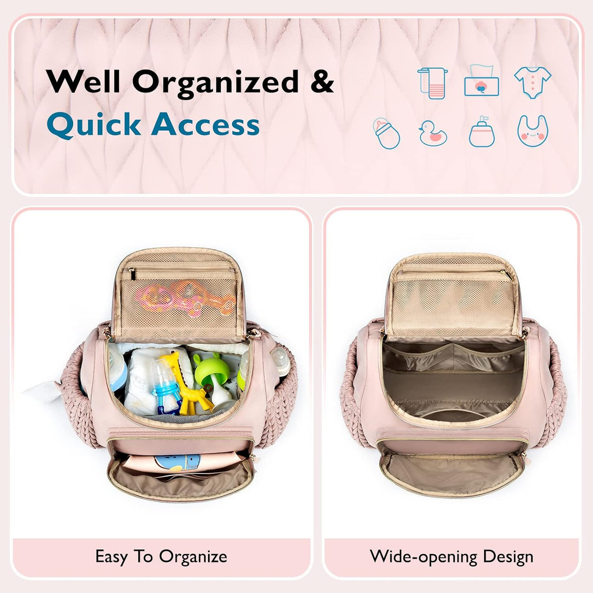 Small Diaper Bag with Stroller Organizer with Insulated Pocket