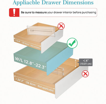 6" Tall Upgrade Drawer Dividers, 12.8"-22.3" Expandable, 8 Pack