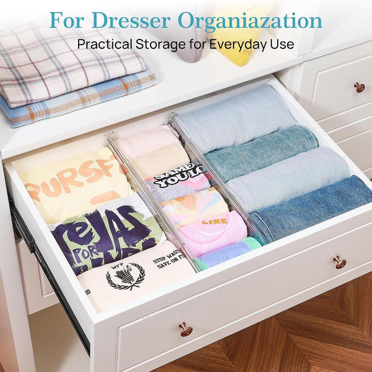 6" Tall Upgrade Drawer Dividers, 12.8"-22.3" Expandable, 8 Pack
