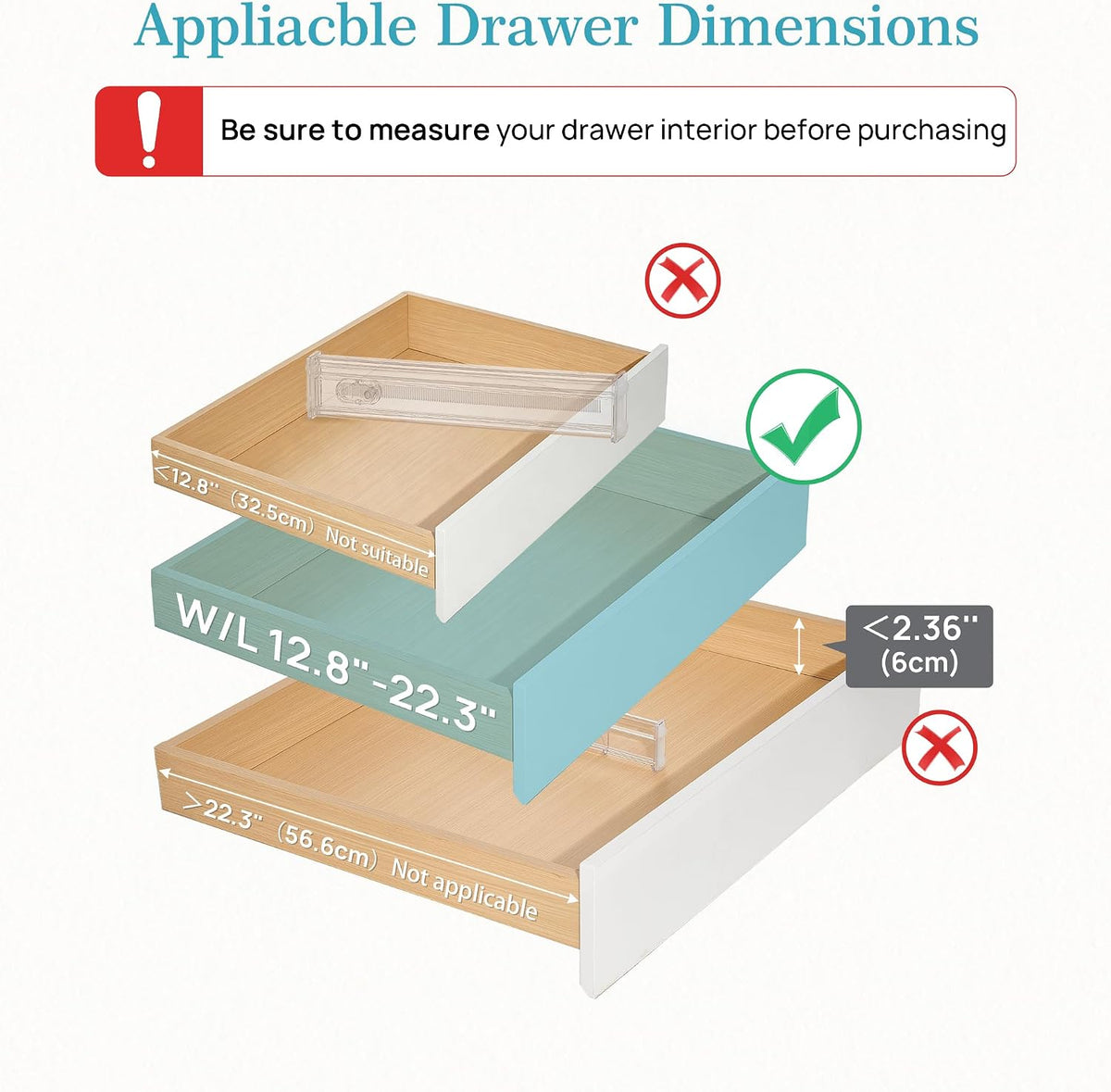 6" Tall Upgrade Drawer Dividers, 12.8"-22.3" Expandable, 8 Pack
