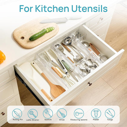 6" Tall Upgrade Drawer Dividers, 12.8"-22.3" Expandable, 8 Pack