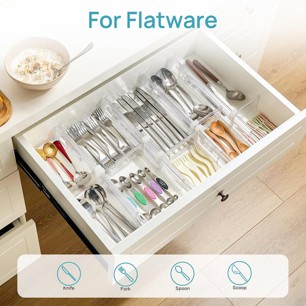 6" Tall Upgrade Drawer Dividers, 12.8"-22.3" Expandable, 8 Pack
