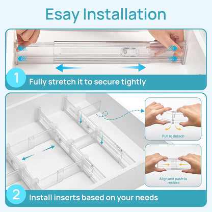 6" Tall Upgrade Drawer Dividers, 12.8"-22.3" Expandable, 8 Pack