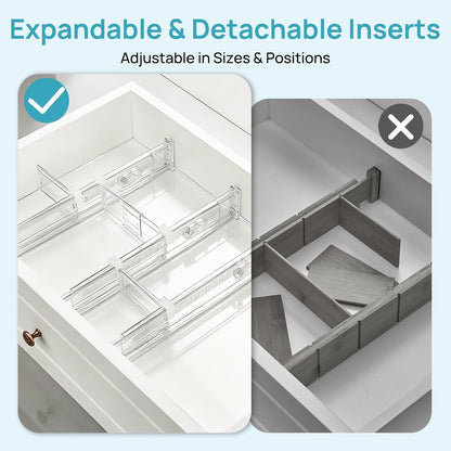 6" Tall Upgrade Drawer Dividers, 12.8"-22.3" Expandable, 8 Pack