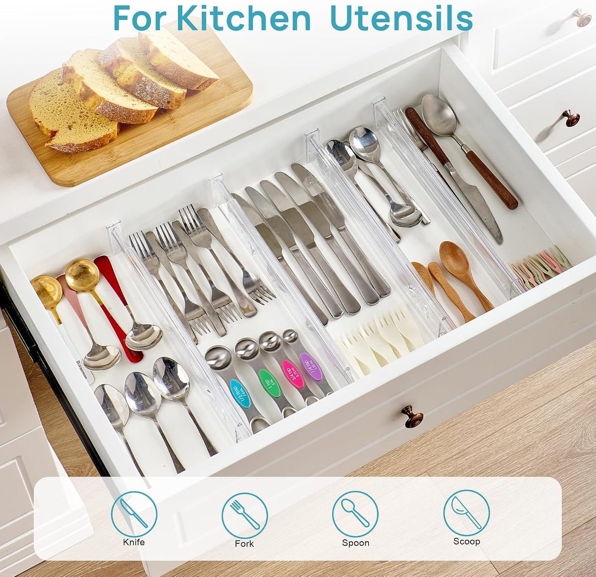 6" Tall Upgrade Drawer Dividers, 12.8"-22.3" Expandable, 8 Pack
