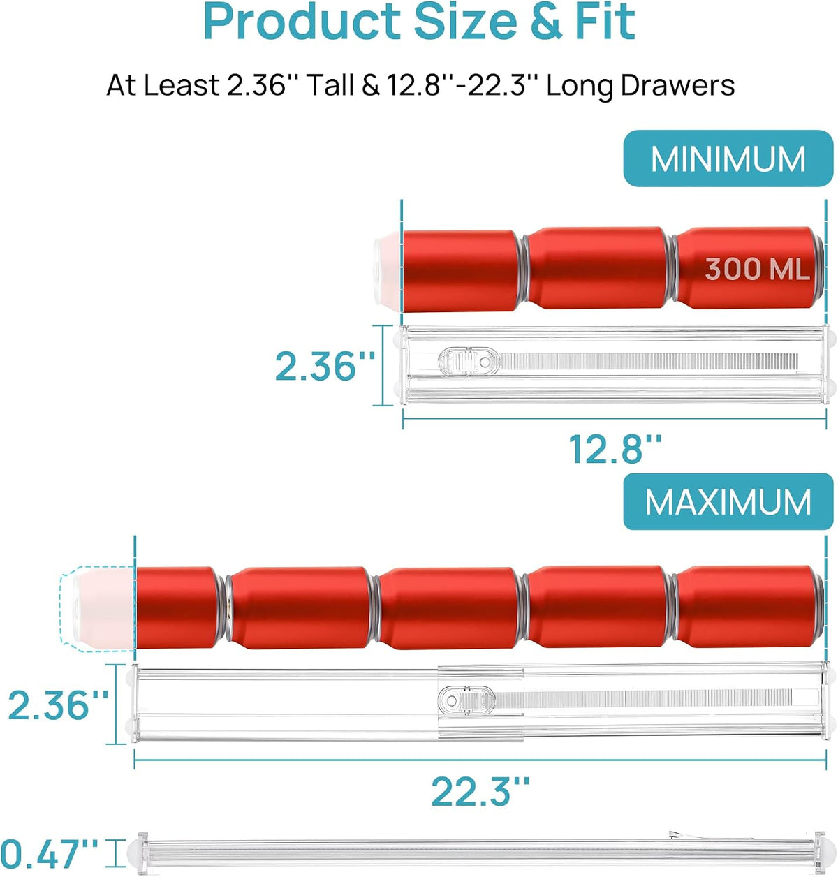 6" Tall Upgrade Drawer Dividers, 12.8"-22.3" Expandable, 8 Pack