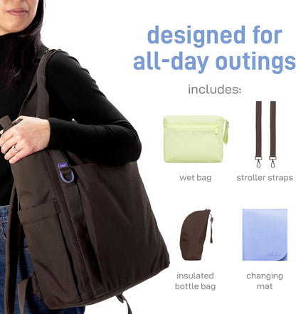 Fleuri All-Day Diaper Bag Backpack, Easy-Clean, Wild Poppy
