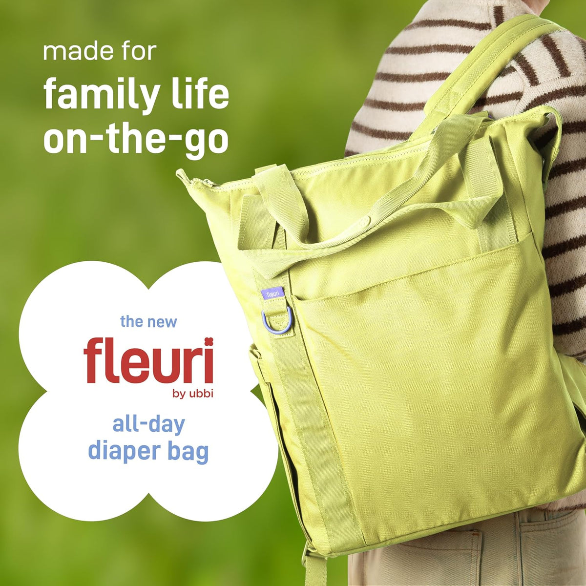 Fleuri All-Day Diaper Bag Backpack, Easy-Clean, Wild Poppy