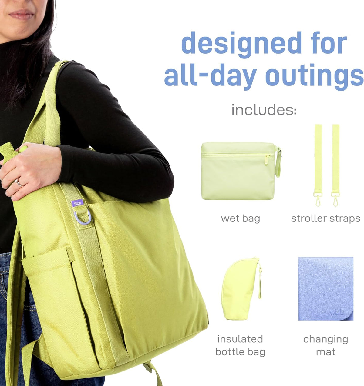 Fleuri All-Day Diaper Bag Backpack, Easy-Clean, Wild Poppy