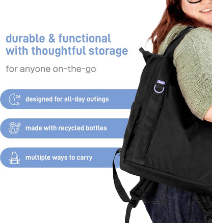 Fleuri All-Day Diaper Bag Backpack, Easy-Clean, Wild Poppy