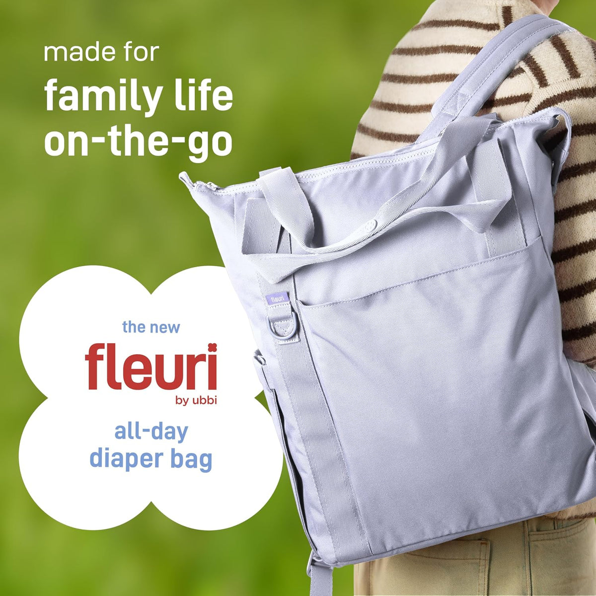 Fleuri All-Day Diaper Bag Backpack, Easy-Clean, Wild Poppy