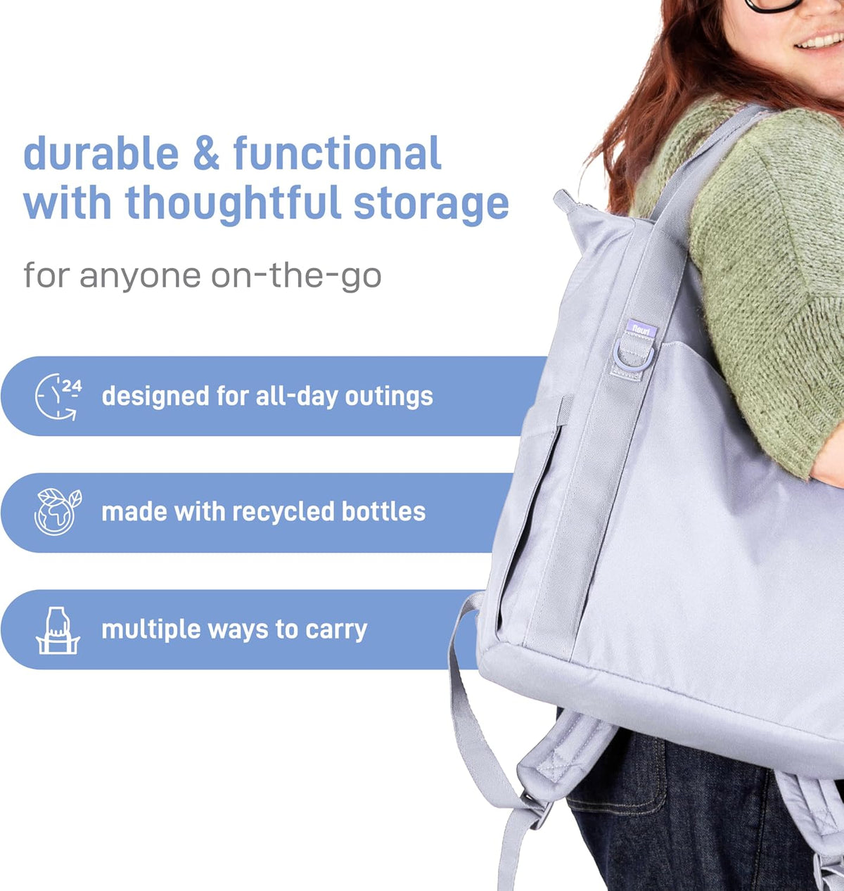 Fleuri All-Day Diaper Bag Backpack, Easy-Clean, Wild Poppy