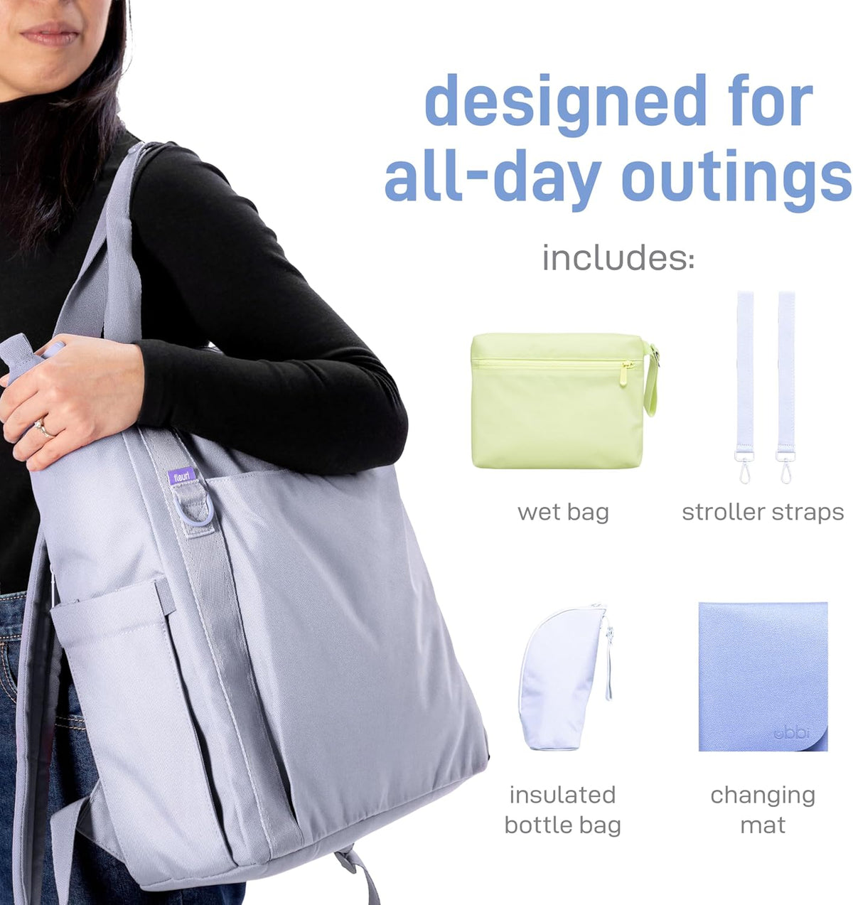Fleuri All-Day Diaper Bag Backpack, Easy-Clean, Wild Poppy