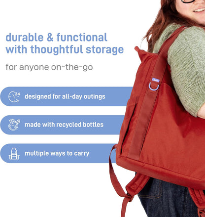 Fleuri All-Day Diaper Bag Backpack, Easy-Clean, Wild Poppy