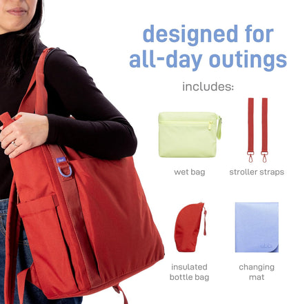 Fleuri All-Day Diaper Bag Backpack, Easy-Clean, Wild Poppy