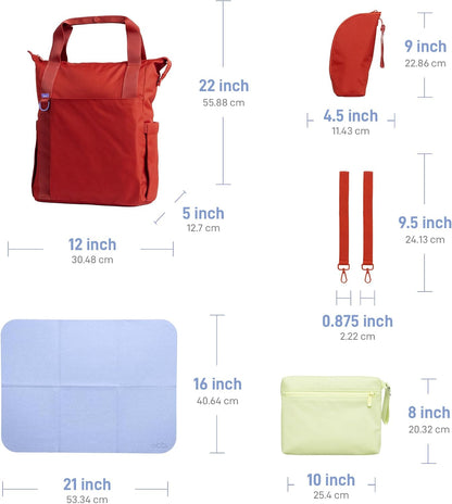 Fleuri All-Day Diaper Bag Backpack, Easy-Clean, Wild Poppy