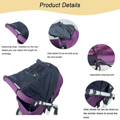 Stroller Sun Shade Universal Baby Stroller Cover for Sun Blackout Cover (0-6m) Sunshade Visor Wind Cover Blocks Sun's Rays - Gray