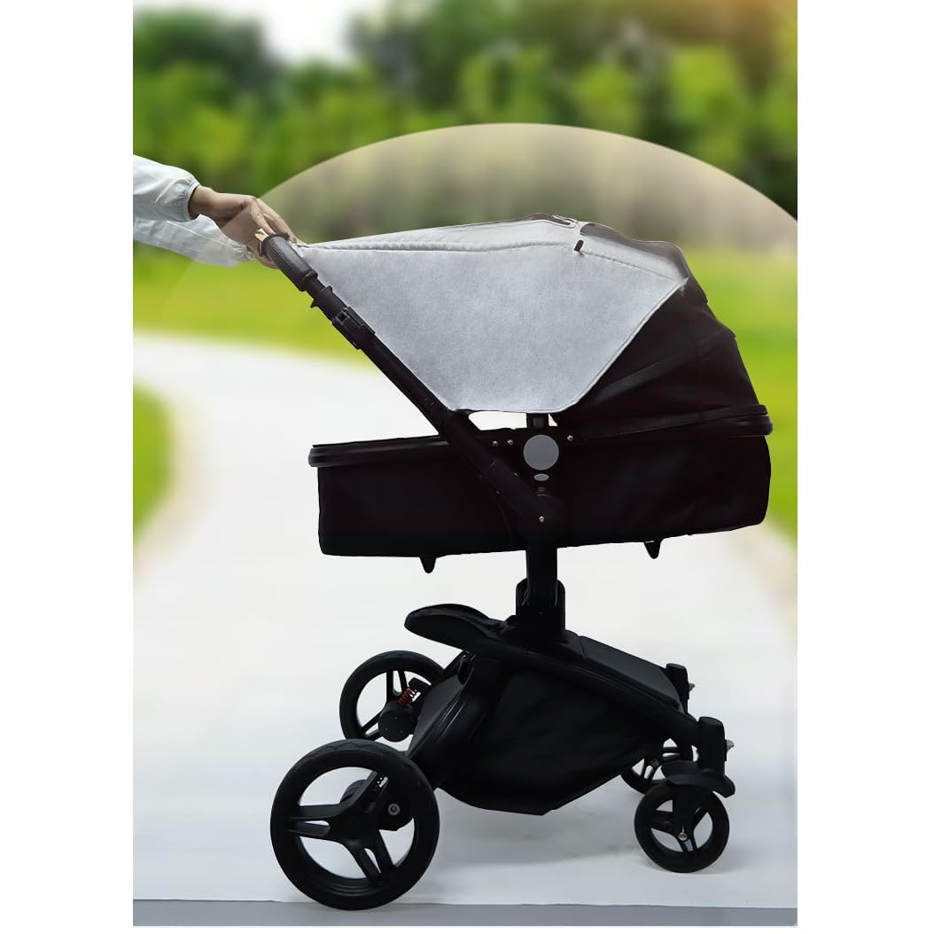 Stroller Sun Shade Universal Baby Stroller Cover for Sun Blackout Cover (0-6m) Sunshade Visor Wind Cover Blocks Sun's Rays - Gray