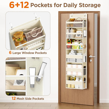 Over The Door Organizer, 6 Tiers Behind The Door Storage Hanging Shelves