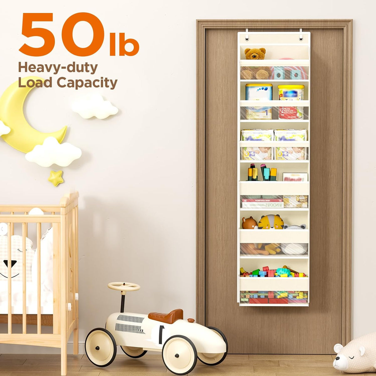 Over The Door Organizer, 6 Tiers Behind The Door Storage Hanging Shelves