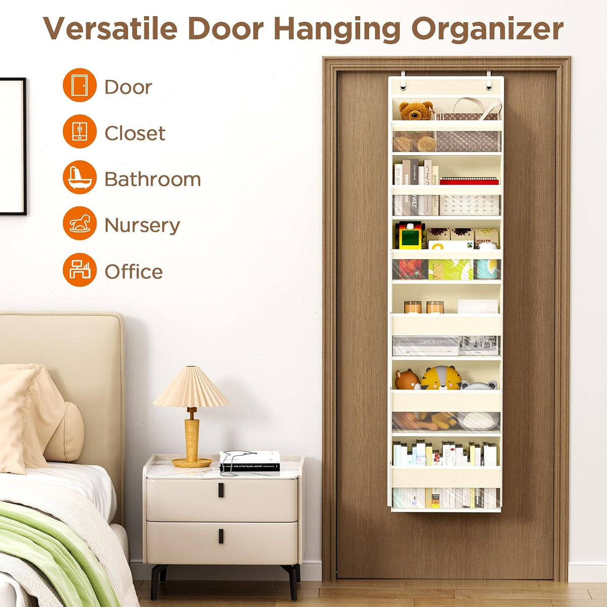 Over The Door Organizer, 6 Tiers Behind The Door Storage Hanging Shelves