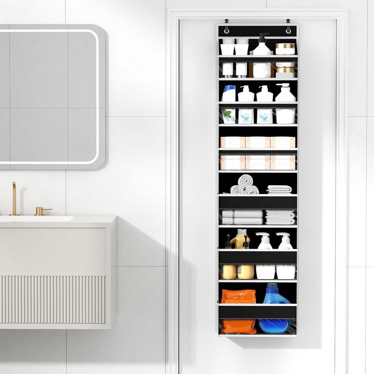 Over The Door Organizer, 6 Tiers Behind The Door Storage Hanging Shelves