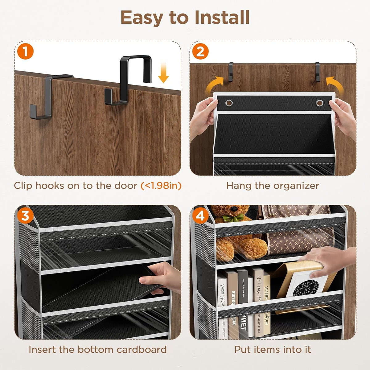 Over The Door Organizer, 6 Tiers Behind The Door Storage Hanging Shelves