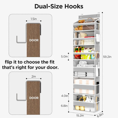 Over The Door Organizer, 6 Tiers Behind The Door Storage Hanging Shelves