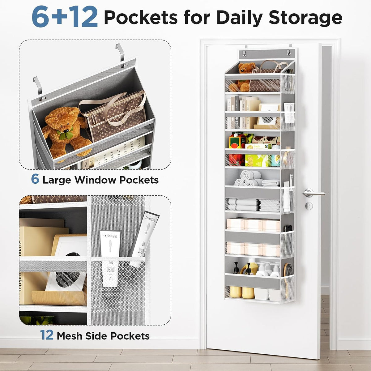 Over The Door Organizer, 6 Tiers Behind The Door Storage Hanging Shelves