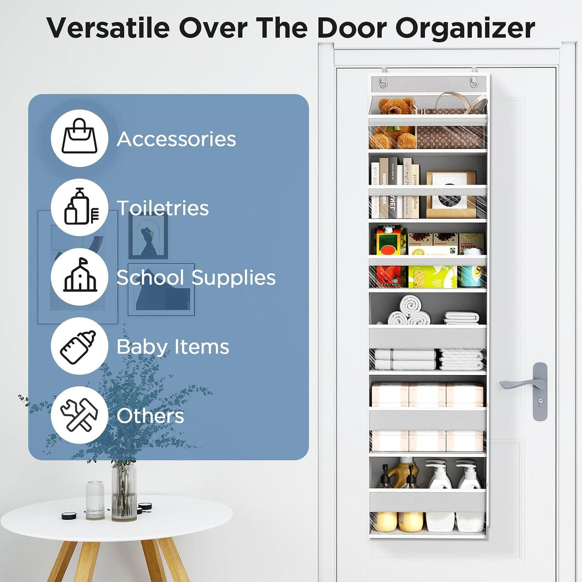 Over The Door Organizer, 6 Tiers Behind The Door Storage Hanging Shelves