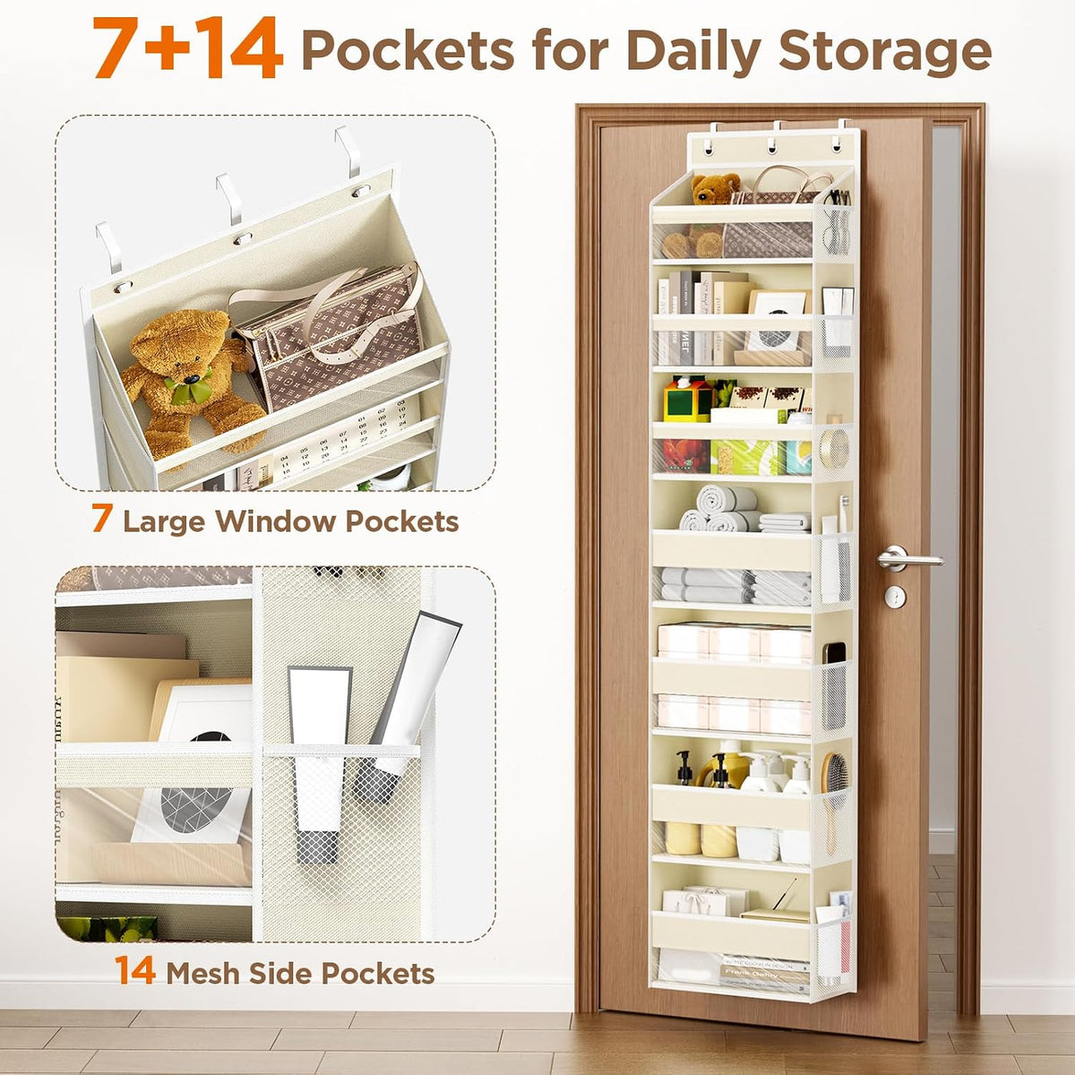 Over The Door Organizer, 6 Tiers Behind The Door Storage Hanging Shelves