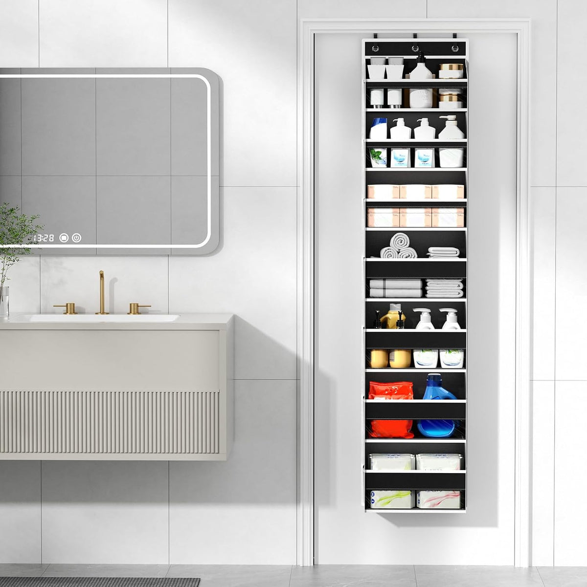 Over The Door Organizer, 6 Tiers Behind The Door Storage Hanging Shelves