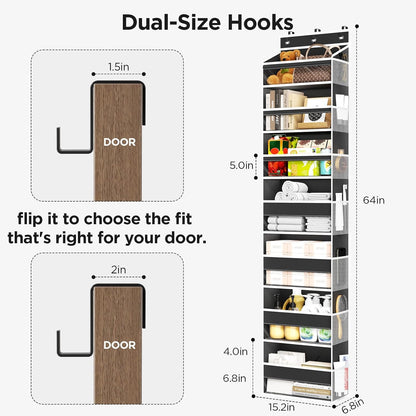 Over The Door Organizer, 6 Tiers Behind The Door Storage Hanging Shelves