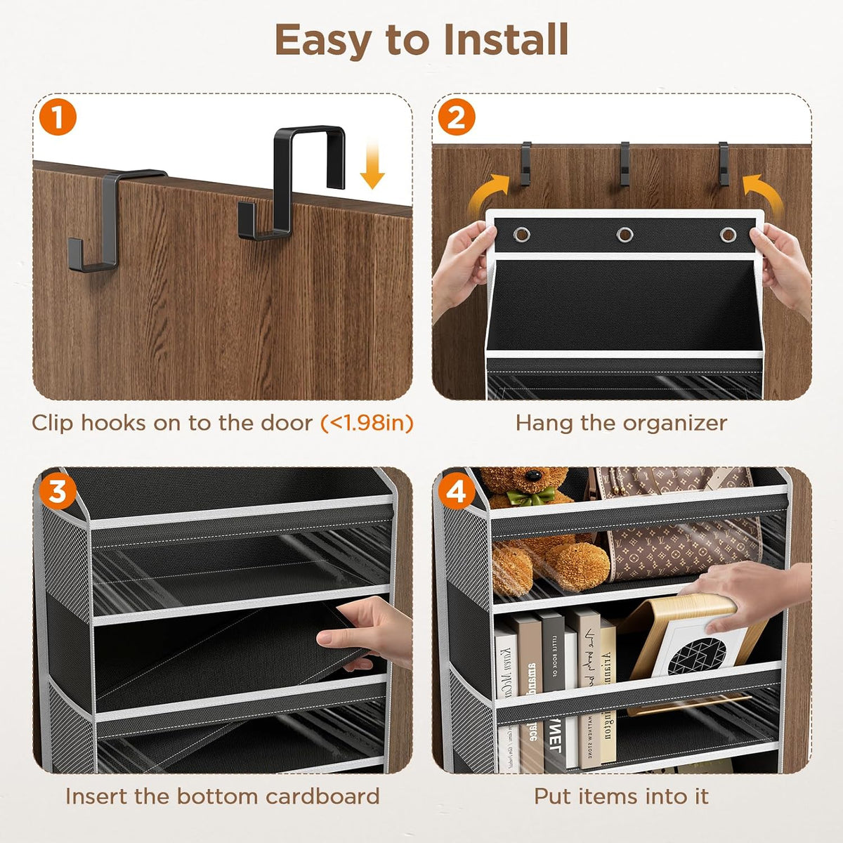 Over The Door Organizer, 6 Tiers Behind The Door Storage Hanging Shelves