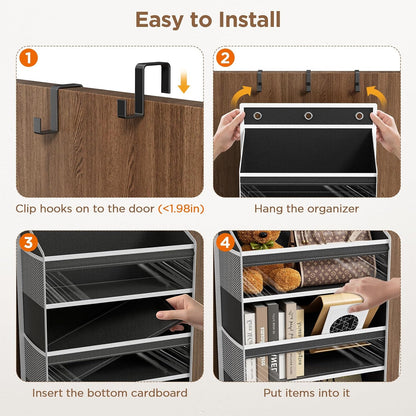Over The Door Organizer, 6 Tiers Behind The Door Storage Hanging Shelves