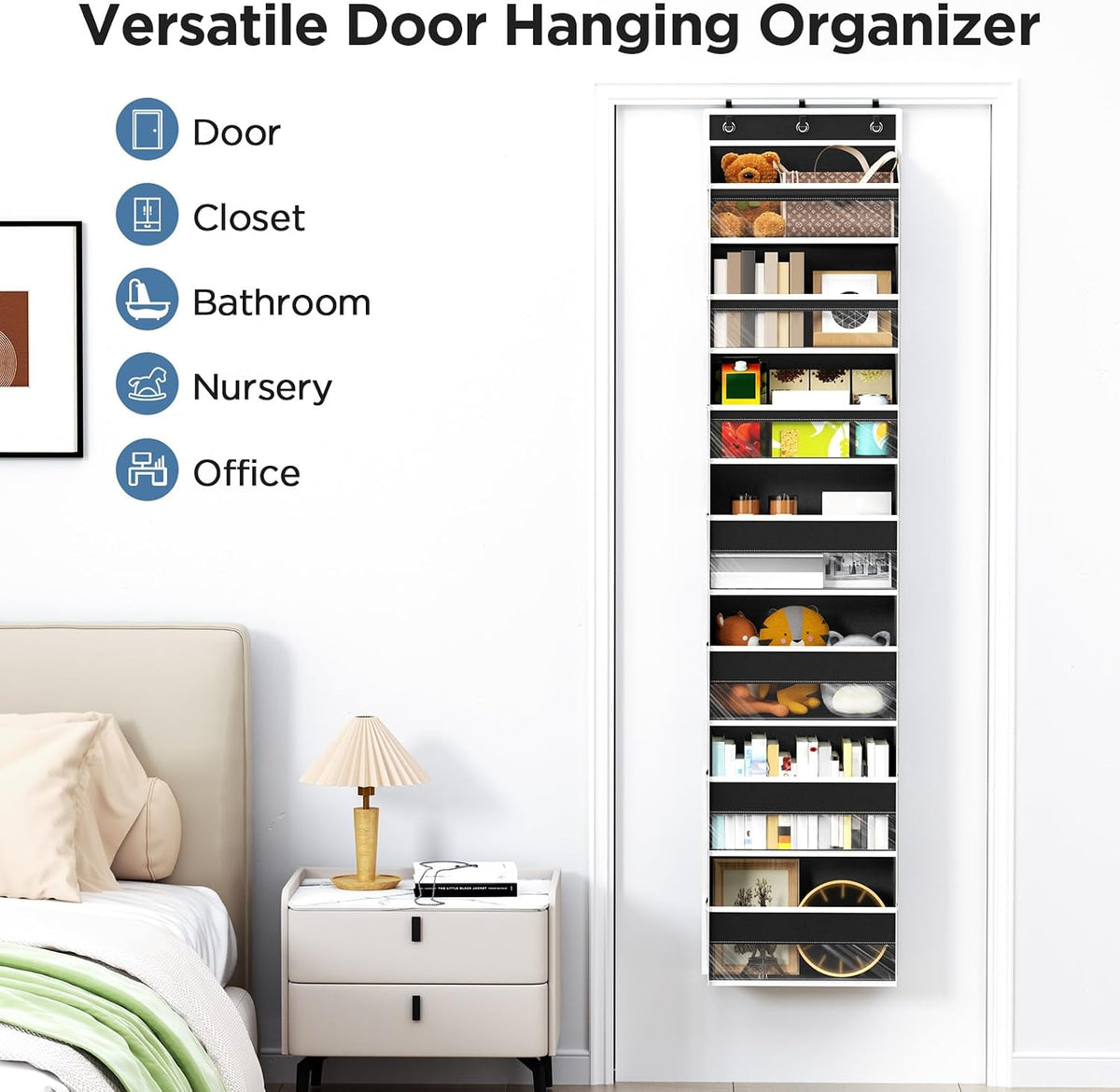 Over The Door Organizer, 6 Tiers Behind The Door Storage Hanging Shelves