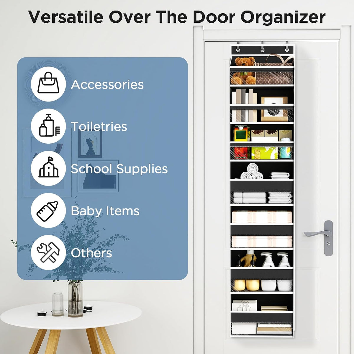 Over The Door Organizer, 6 Tiers Behind The Door Storage Hanging Shelves