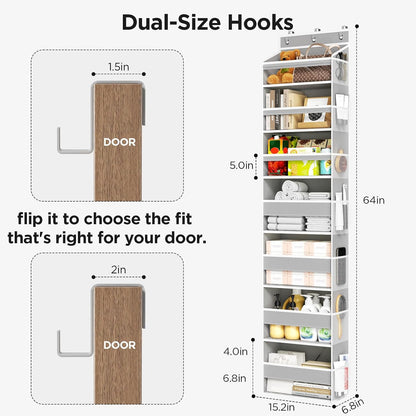 Over The Door Organizer, 6 Tiers Behind The Door Storage Hanging Shelves